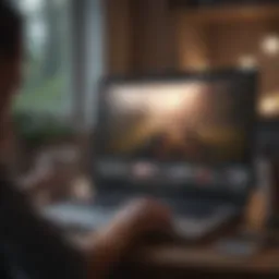 Person streaming content on a laptop