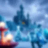 A captivating scene from the animated film Frozen showcasing the iconic ice castle.
