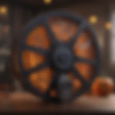 Film reel with Halloween-themed decorations