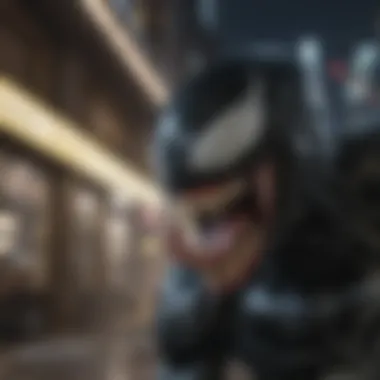 Scene from the Venom movie showcasing action