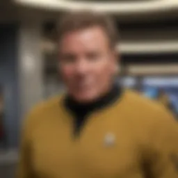 William Shatner in iconic Star Trek uniform during a cameo