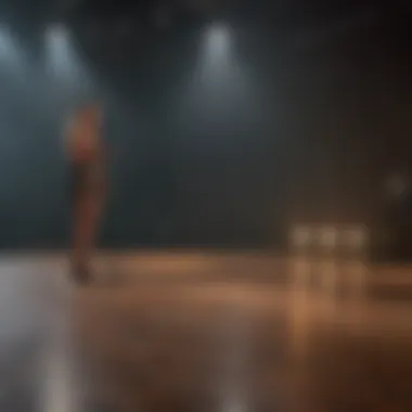 Vibrant stage lights illuminating a singer during an audition